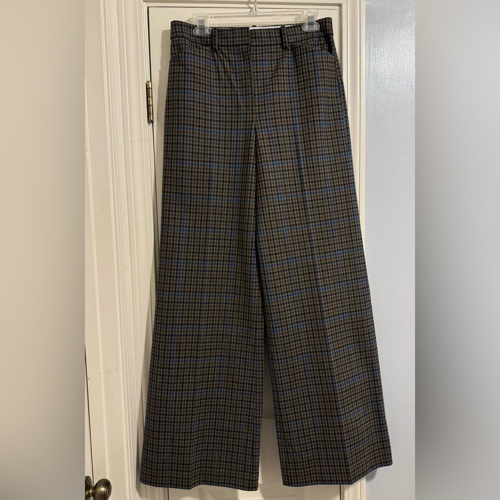 THEORY Wide Leg Pant in Portland Plaid Size 4